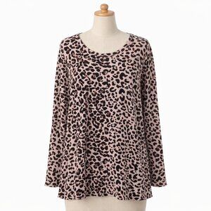Maurice's 24/7 Large Animal Print Top long sleeves pullover stretchy EUC